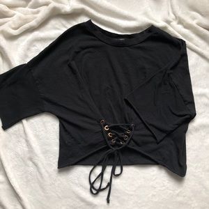 Fashion Nova Short Sleeve Lace up front top